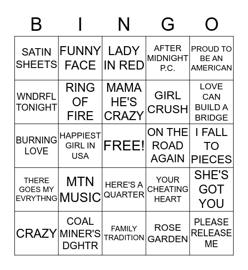 SILVER EAGLE KARAOKE BINGO Card