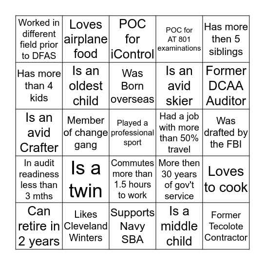 Audit Readiness Bingo Card