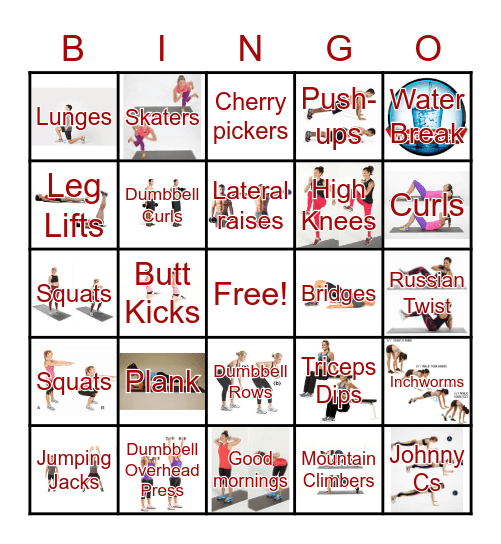 EXERCISE BINGO Card