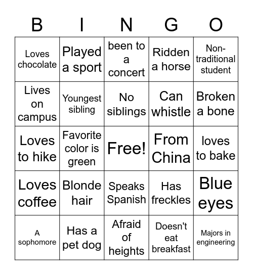 "Glad You're Here" Bingo Card
