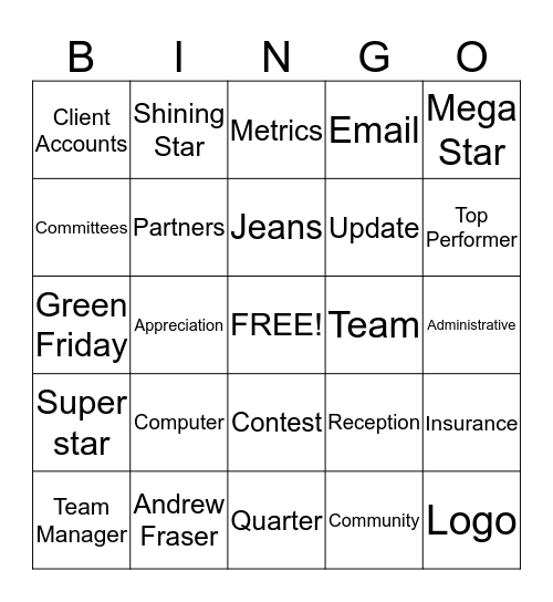 LEGENDARY BINGO Card