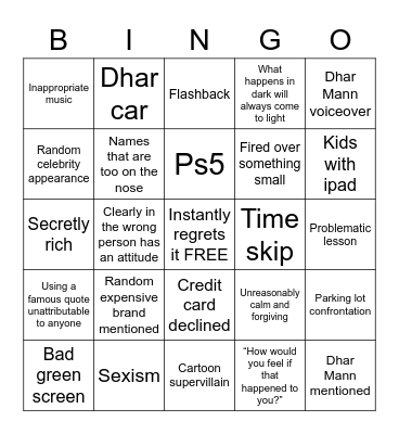 Dhar Man Bingo! Bingo Card