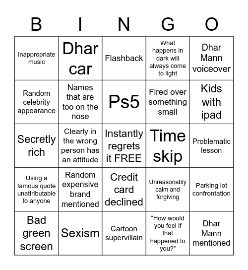 Dhar Man Bingo! Bingo Card