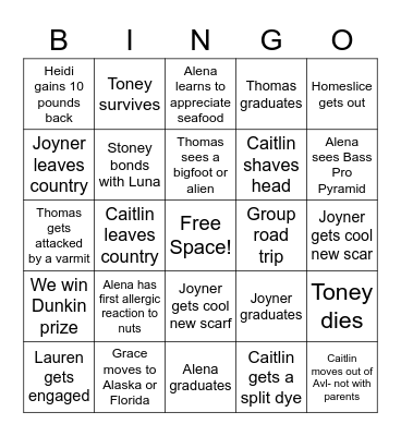 2022 Predictions Bingo Card