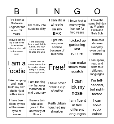 Silicon Valley Workshop 2022 Bingo Card