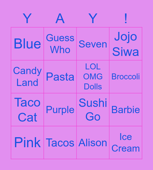 Alison's Birthday Bingo! Bingo Card