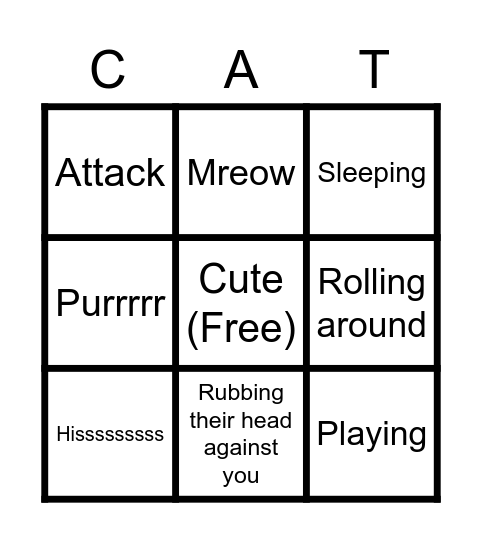 Cat Bingo Card