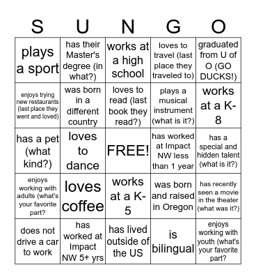 Find someone who... Bingo Card