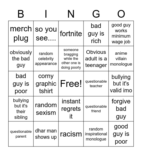 Dhar Mann Bingo Card