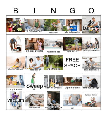 Chores at Home Bingo Card