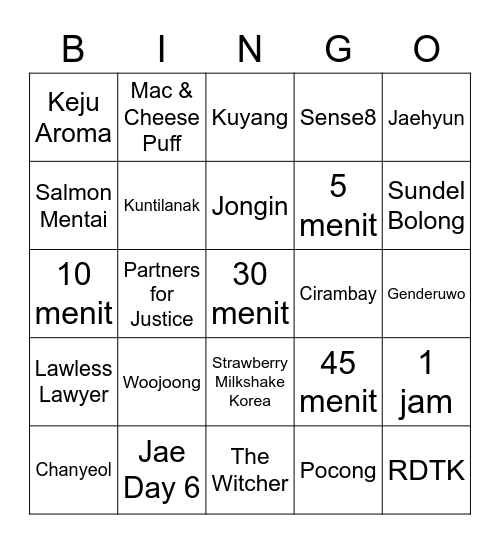 dodo Bingo Card