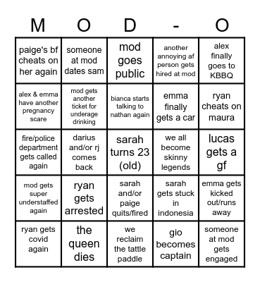 2022 bingo but we are bullies Bingo Card