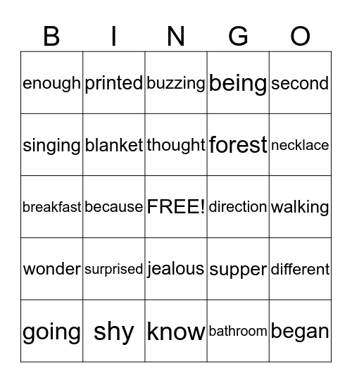 Bingo for Crystal Bingo Card