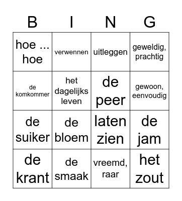 H2 K3 woordjes Du-Ne aangepast Bingo Card