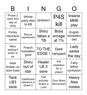 P4S Clown Bingo Card