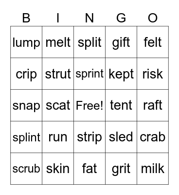 1st semester Phonics Rules Bingo Card