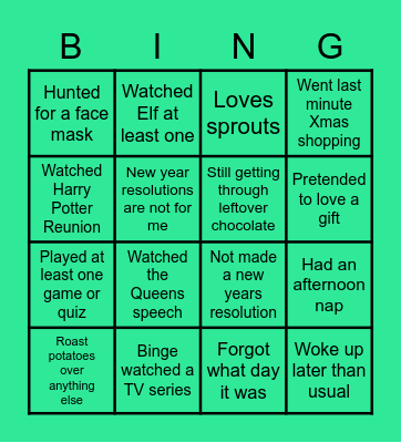 Christmas Holiday Bingo Card