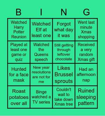 Christmas Holiday Bingo Card