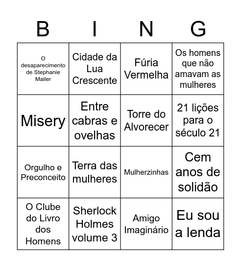 Leituras 2022 Bingo Card