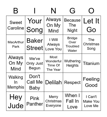 Snow Boxing Day Bingo Card