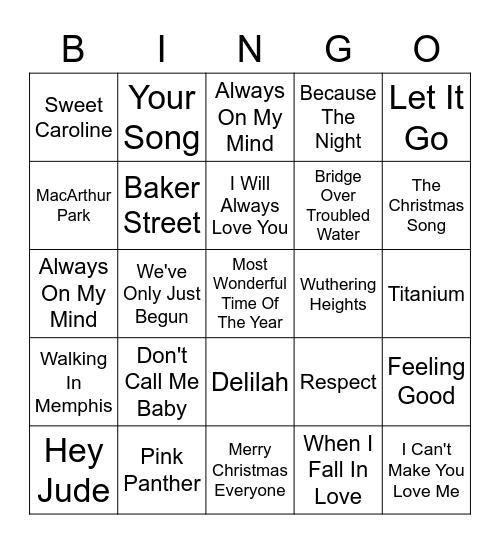 Snow Boxing Day Bingo Card