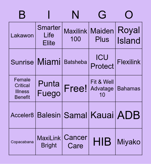Coconut NBO Bingo Card