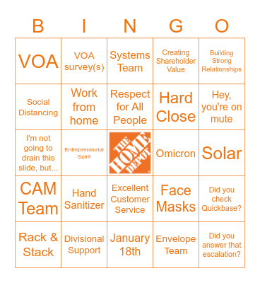 Building Envelope Bingo Card