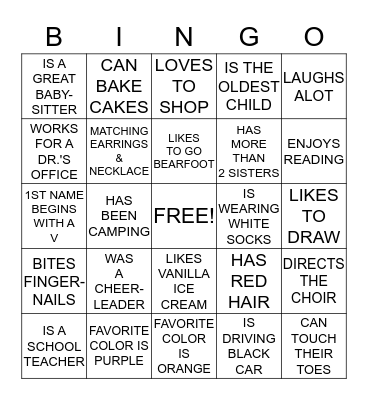 HUMAN BINGO Card