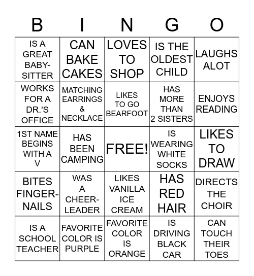HUMAN BINGO Card
