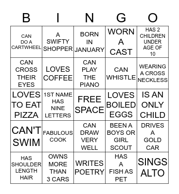 HUMAN BINGO Card