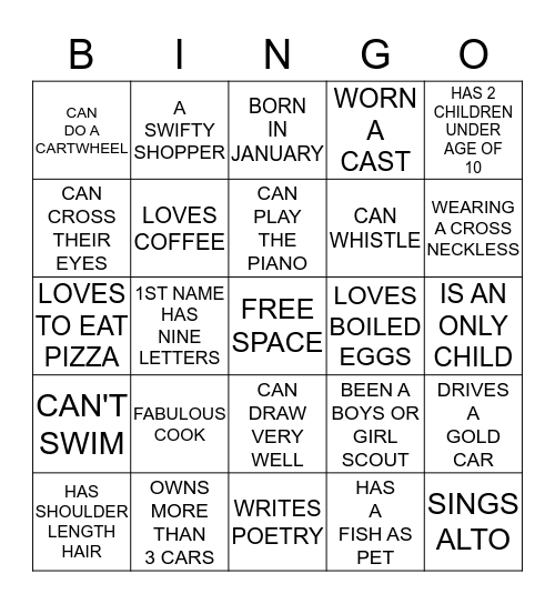 HUMAN BINGO Card