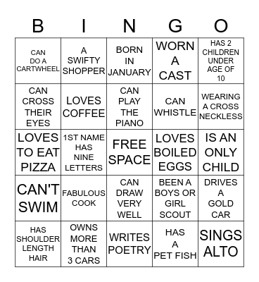 HUMAN BINGO Card