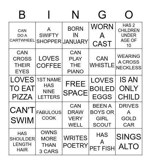 HUMAN BINGO Card