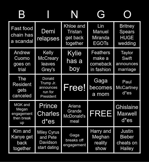 2022 Bingo Card