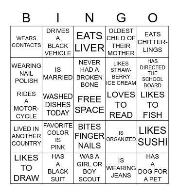 HUMAN BINGO Card