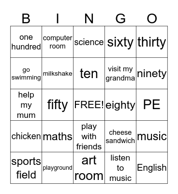 Friends & Family 2: Units 4-6 Bingo Card