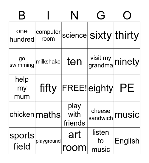 Friends & Family 2: Units 4-6 Bingo Card