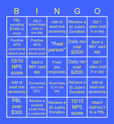 Virtual Store Bingo Card