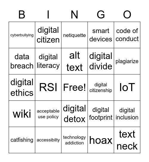 Digital Literacy 14 Bingo Card