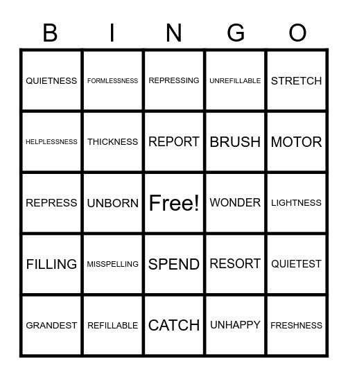 Morphographs BINGO Card