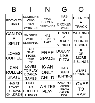 HUMAN BINGO Card