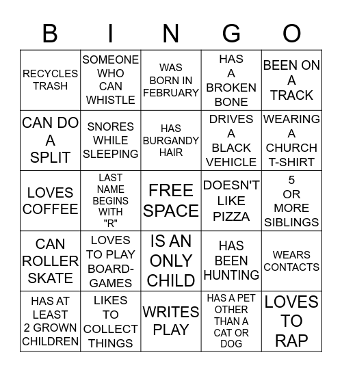 HUMAN BINGO Card