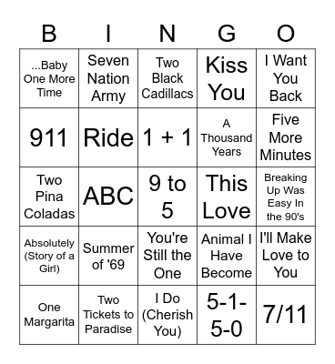 Numbers Bingo Card