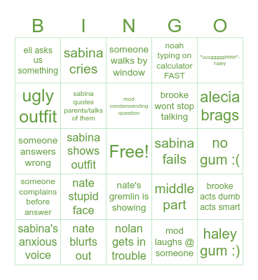 ALGEBRA 2 Bingo Card