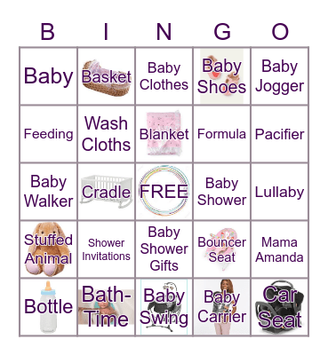 Amanda's Baby Shower! Bingo Card