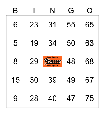 Pioneers Men's Basketball Bingo! Bingo Card