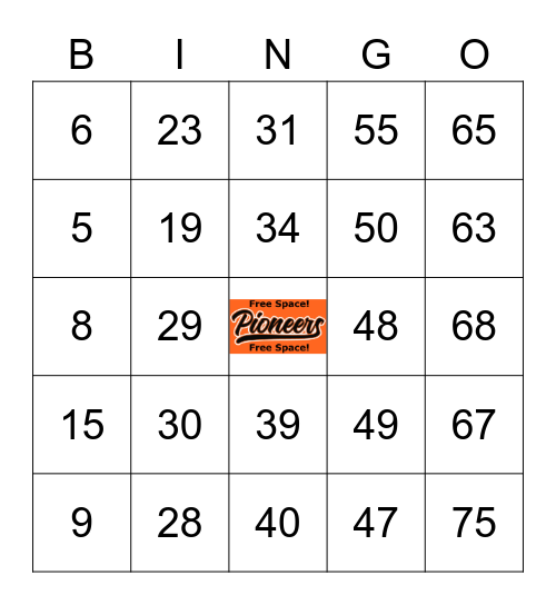 Pioneers Men's Basketball Bingo! Bingo Card