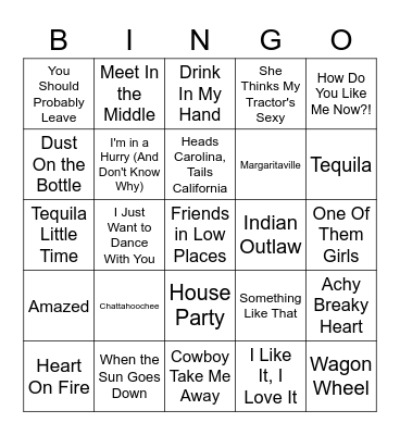 Country Bingo Card