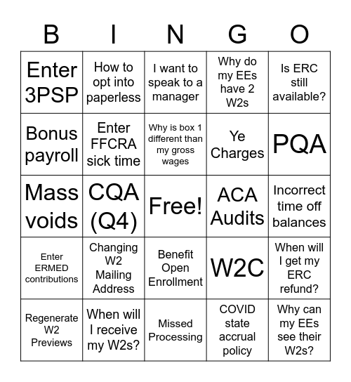 YE Bingo Card