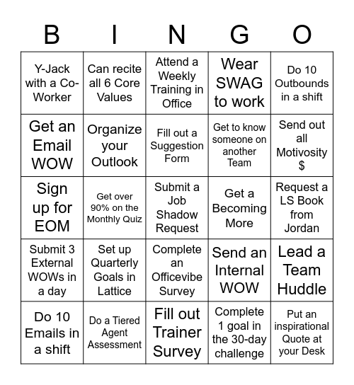 M.S. Bingo Card